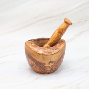 Rustic Olive Wood Mortar – Handmade Mediterranean Kitchen Essential