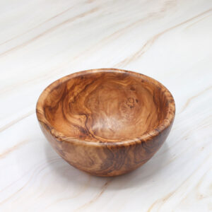 Handmade olive wood bowl with natural Mediterranean grain