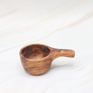 Handmade olive wood kuksa cup with natural grain