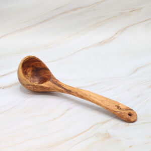 Handmade olive wood soup ladle