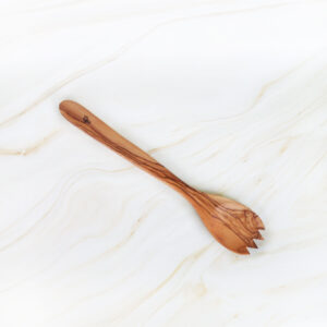 Handmade olive wood cooking forks set of 3 with natural grain