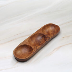 olive wood 3 section dish