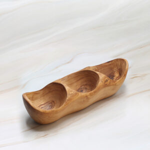 olive wood 3 well tray