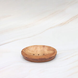 Handmade olive wood oval soap dish with drainage holes