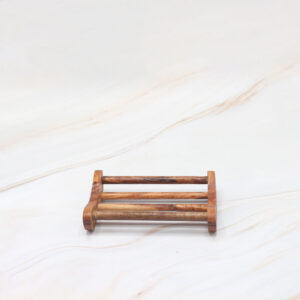 Handmade olive wood soap dish with slatted design