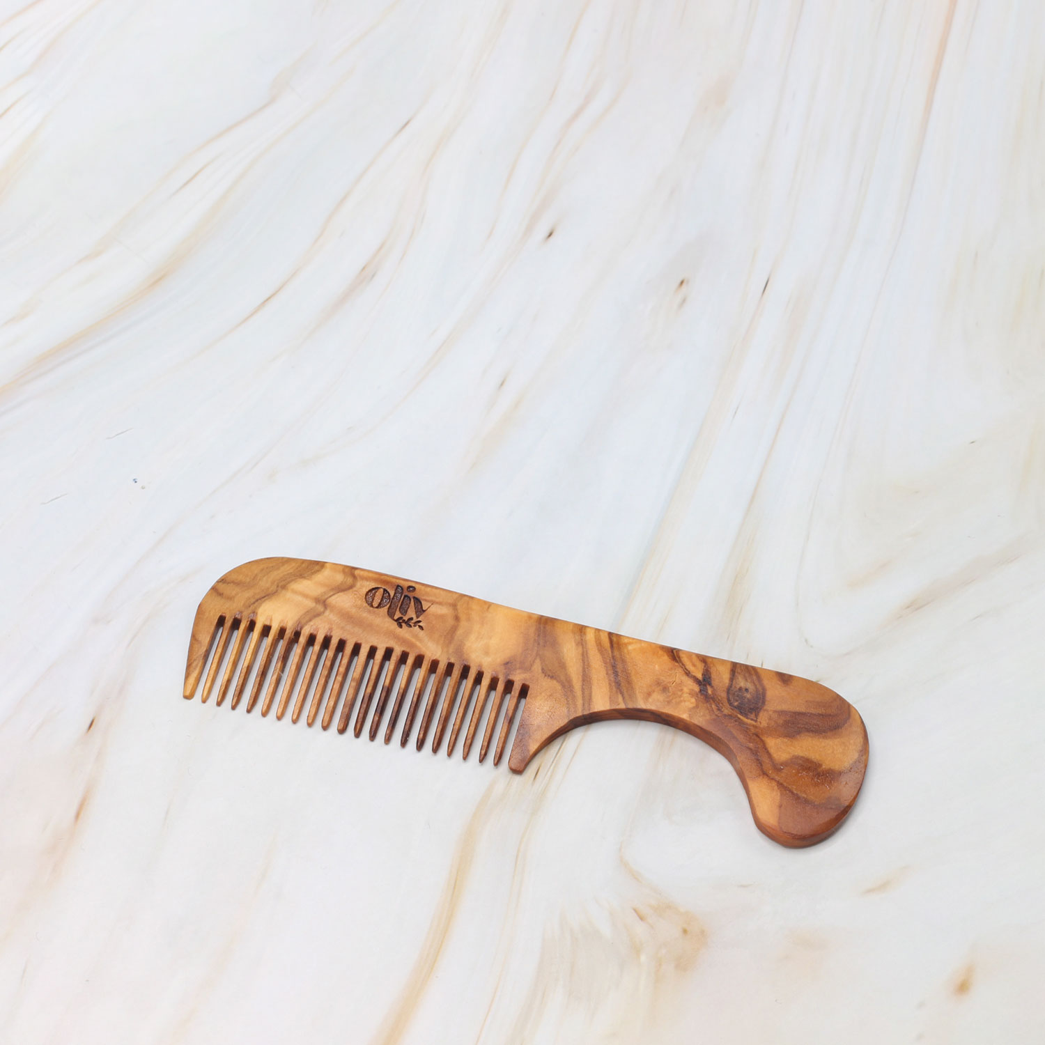 Handmade Olive Wood Comb with Handle – Wooden Hair Comb 1 Handmade olive wood comb with handle for gentle hair care
