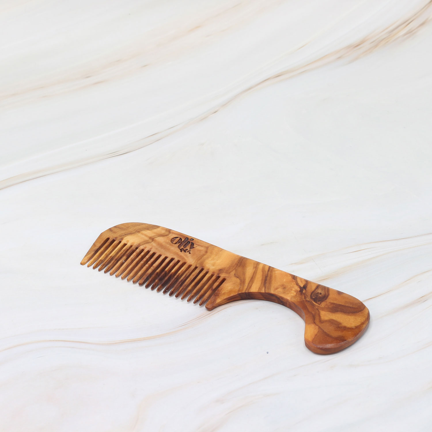Handmade Olive Wood Comb with Handle – Wooden Hair Comb 2 Handmade Olive Wood Comb with Handle – Wooden Hair Comb - Image 2