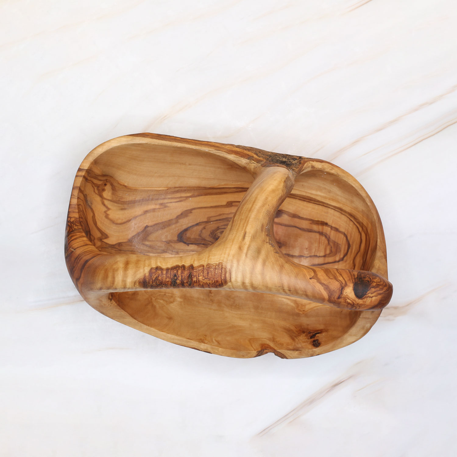 Handmade Olive Wood Fruit Basket with Handle – Rustic Wooden Basket 4 Handmade Olive Wood Fruit Basket with Handle – Rustic Wooden Basket - Image 4