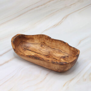 Long Rustic Olive Wood Bowl – Natural Serving Bowl