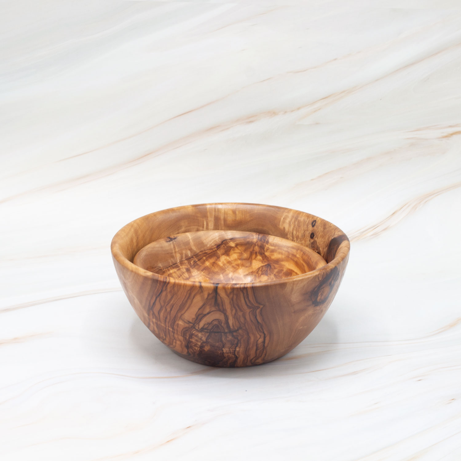 Set of 2 Medium Olive Wood Bowls – Handcrafted Natural Serving Bowls 2 Set of 2 Medium Olive Wood Bowls – Handcrafted Natural Serving Bowls - Image 2