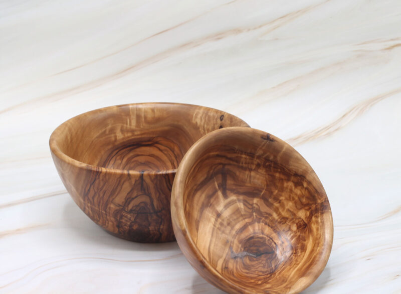 Home 9 set of 2 medium olive wood bowls handcrafted serving bowls