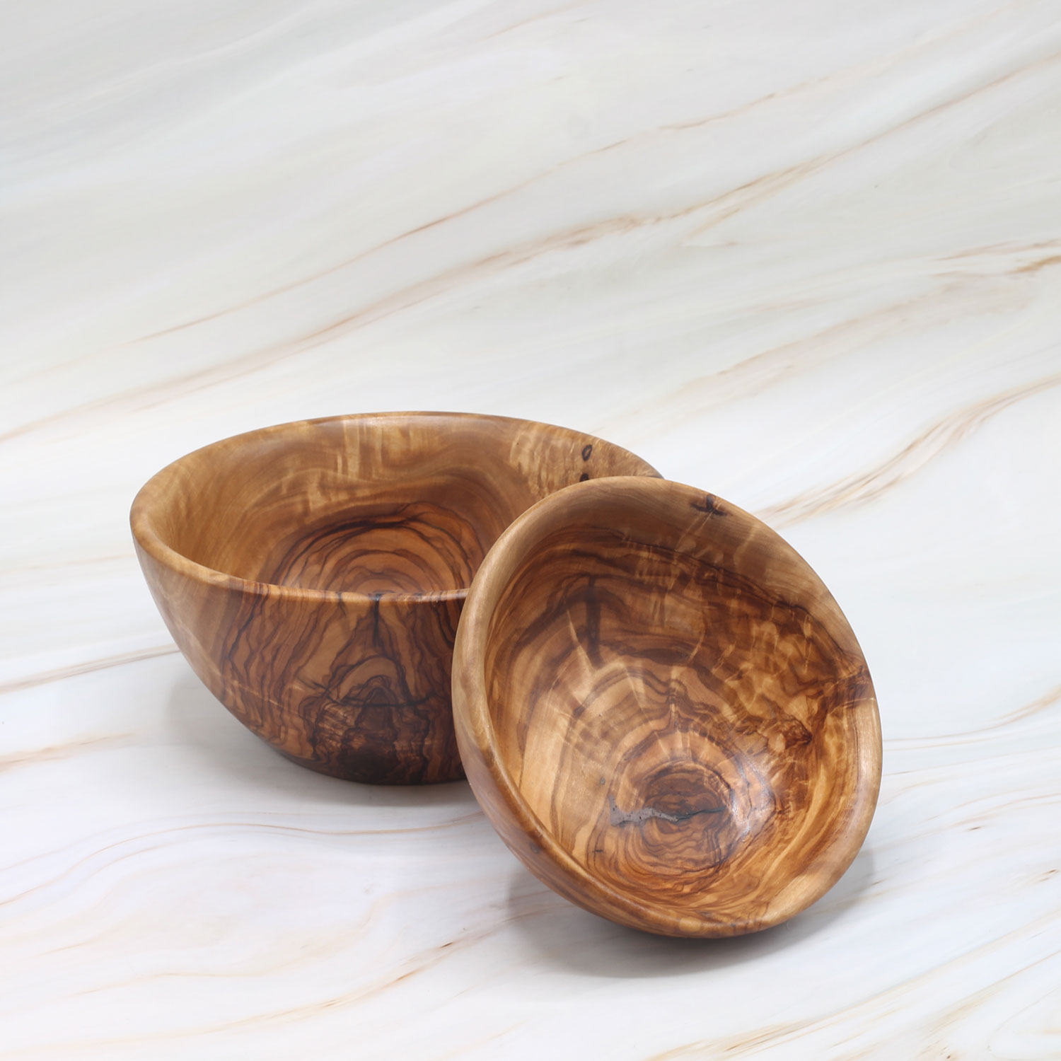 Set of 2 Medium Olive Wood Bowls – Handcrafted Natural Serving Bowls 1 set of 2 medium olive wood bowls handcrafted serving bowls