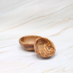 Handmade olive wood bowl set of two round bowls