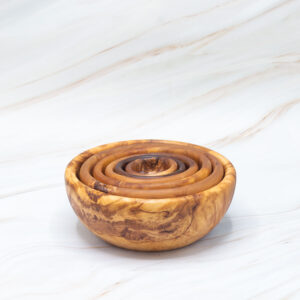 Handmade olive wood bowl set of 6 rounded wooden bowls