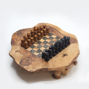 olive wood chess board with drawers