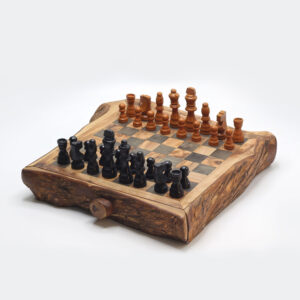 rustic olive wood chess set