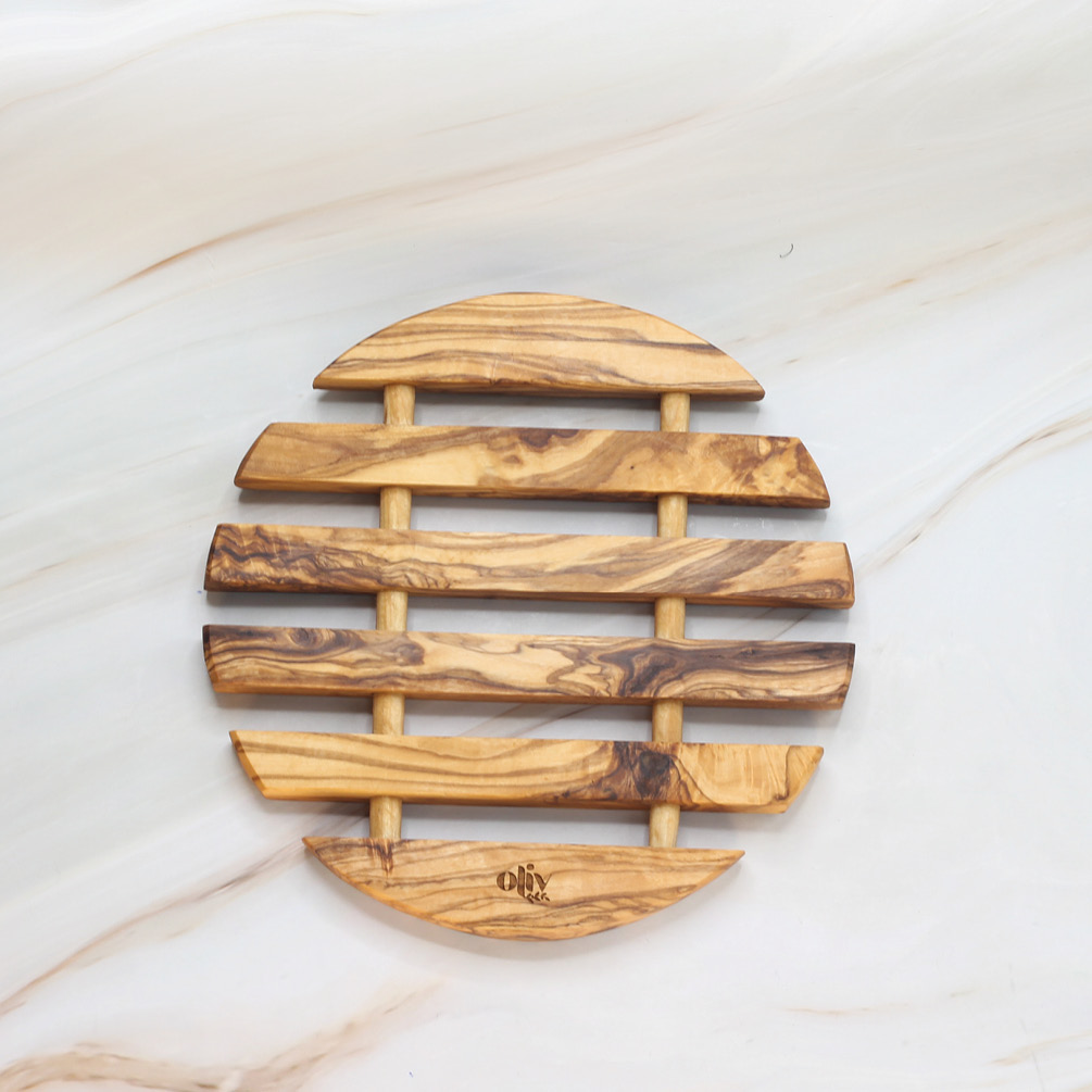 Olive Wood Round Trivet – Natural Heat Protection 2 Olive Wood Round Trivet – Natural Heat Protection - Image 2