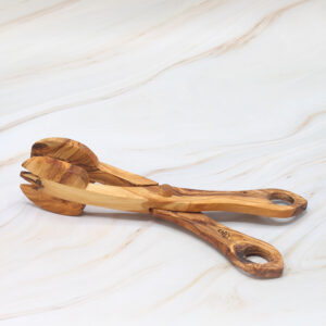 olive wood salad tongs handcrafted from natural olive wood