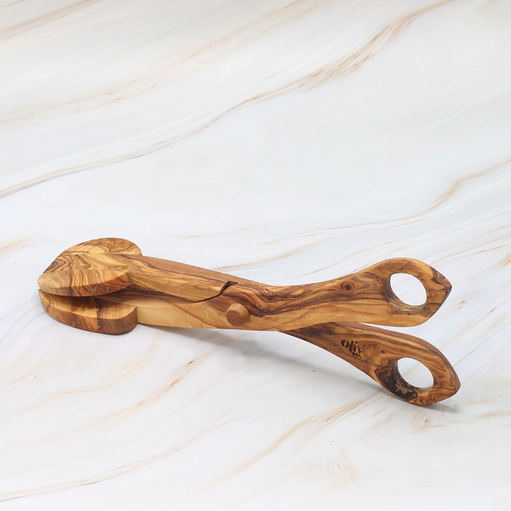 Handcrafted Olive Wood Salad Tongs – Natural & Durable Serving Tongs 2 Handcrafted Olive Wood Salad Tongs – Natural & Durable Serving Tongs - Image 2