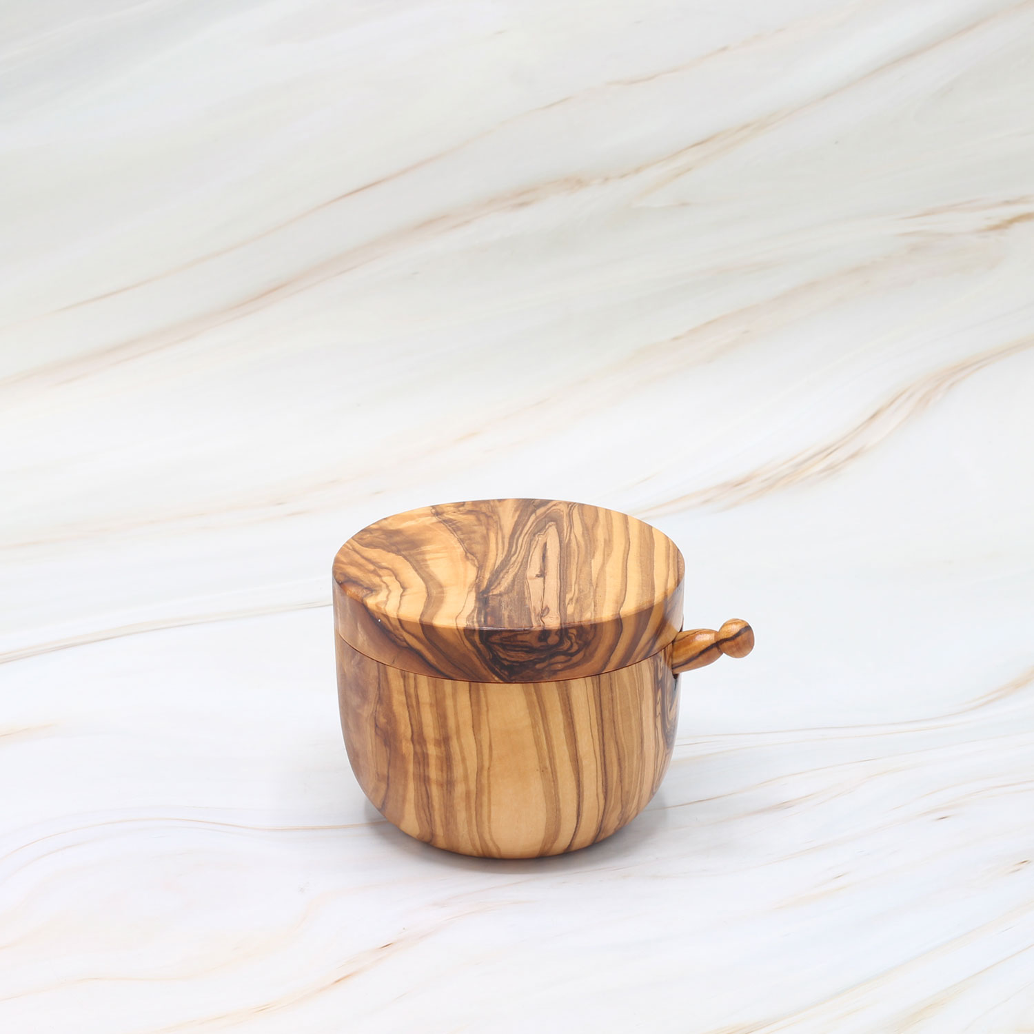 Handmade Olive Wood Salt Cellar with Scoop – Wooden Salt Keeper 3 Handmade Olive Wood Salt Cellar with Scoop – Wooden Salt Keeper - Image 3