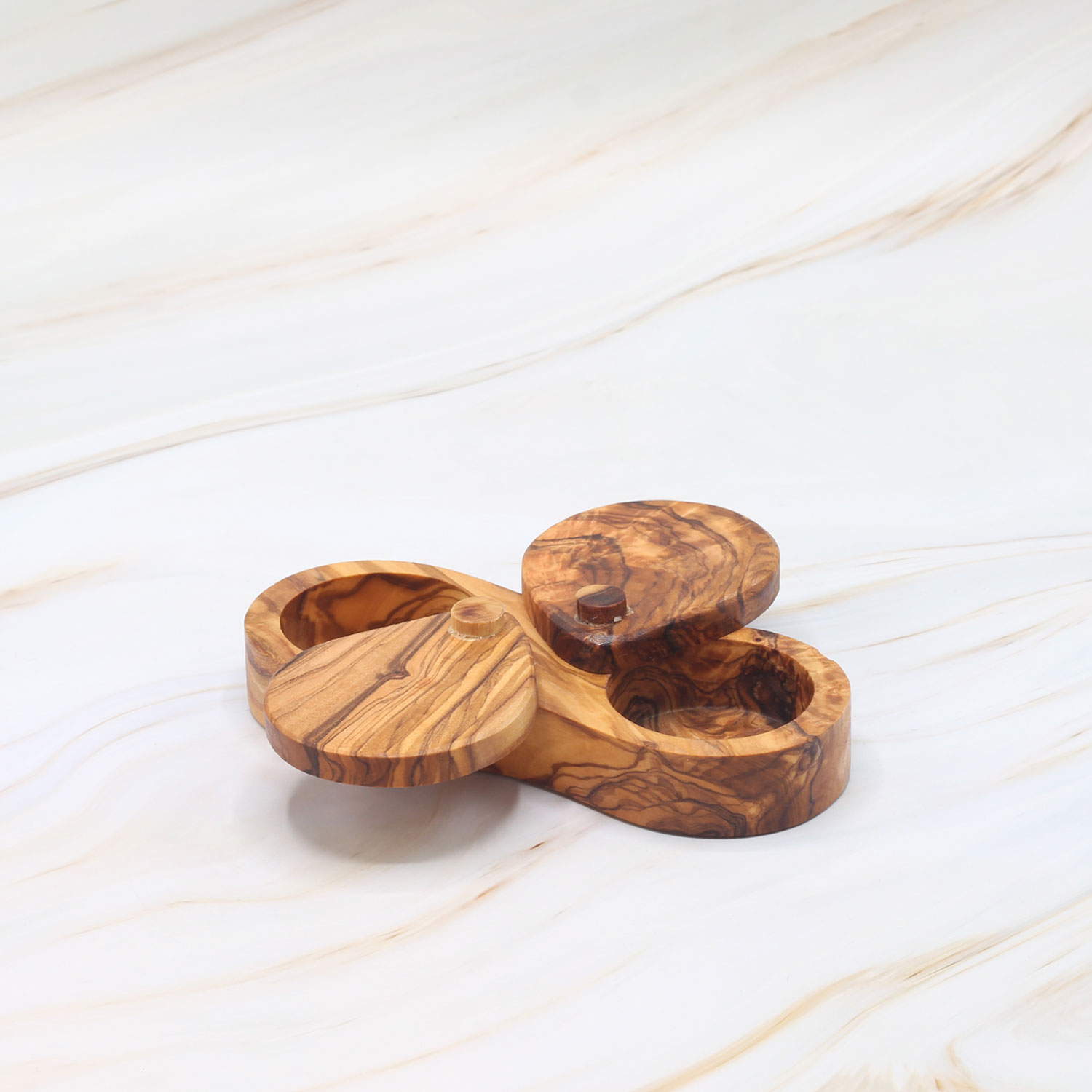 Handmade Olive Wood Salt and Pepper Box – Double Wooden Salt Cellar 2 Handmade Olive Wood Salt and Pepper Box – Double Wooden Salt Cellar - Image 2