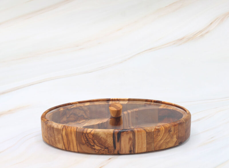 Home 12 Handcrafted Olive Wood Salt & Pepper Cellar with Clear Lid