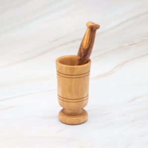 Handmade olive wood long mortar and pestle