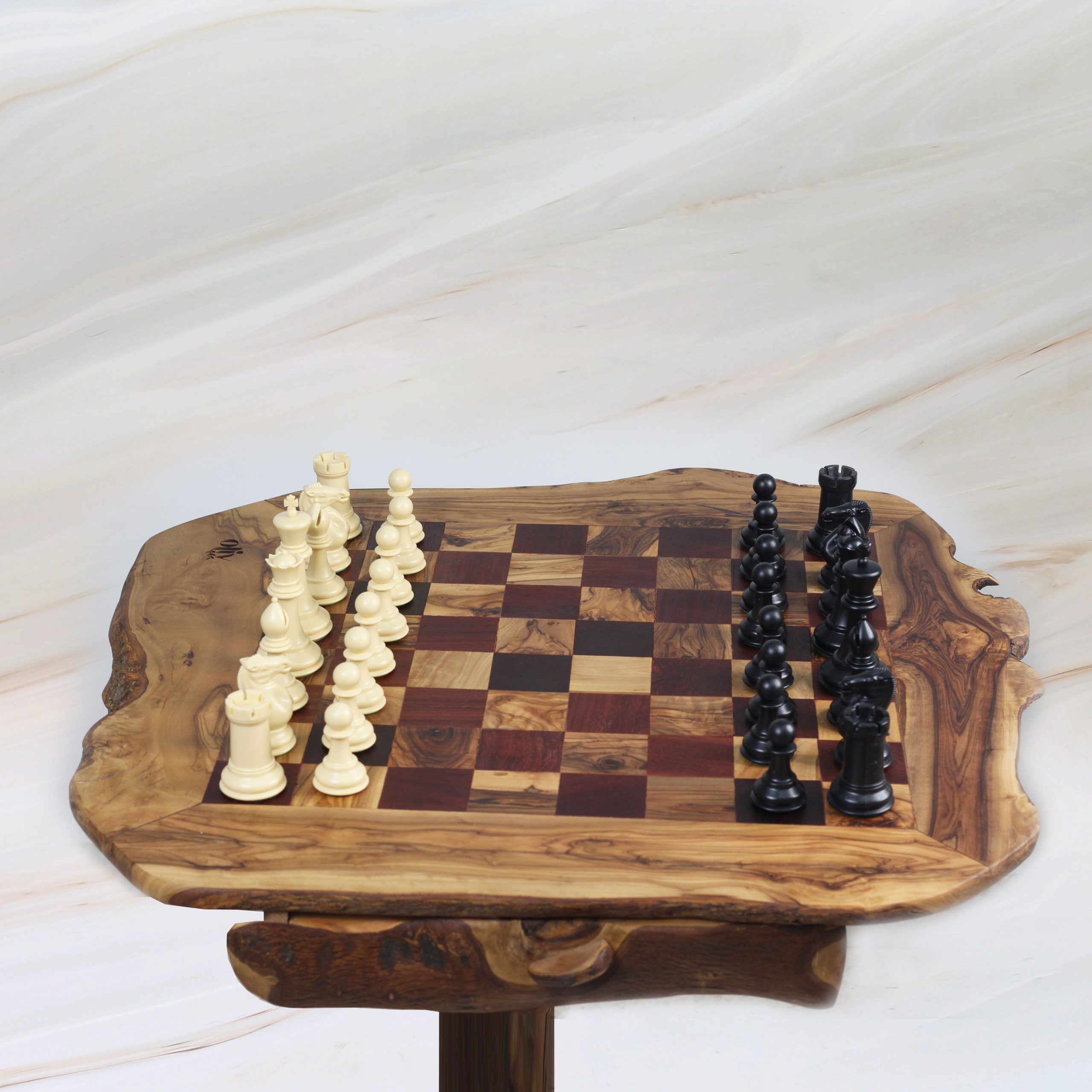 Rustic Olive Wood Chess Table with Drawers – Handcrafted Luxury Chess Table 2 Rustic Olive Wood Chess Table with Drawers – Handcrafted Luxury Chess Table - Image 2