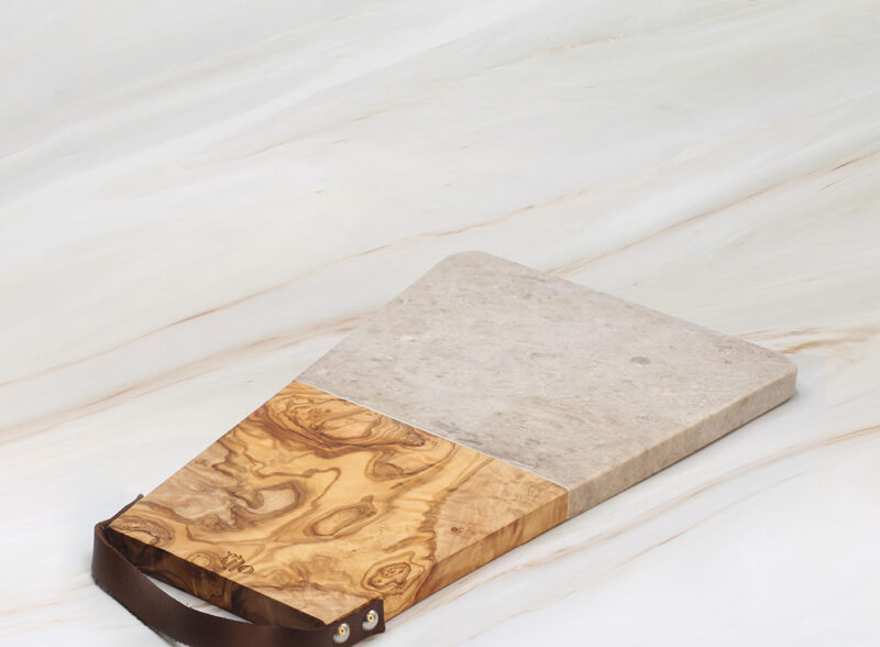 Home 15 Dolomite Marble & Olive Wood Serving Board