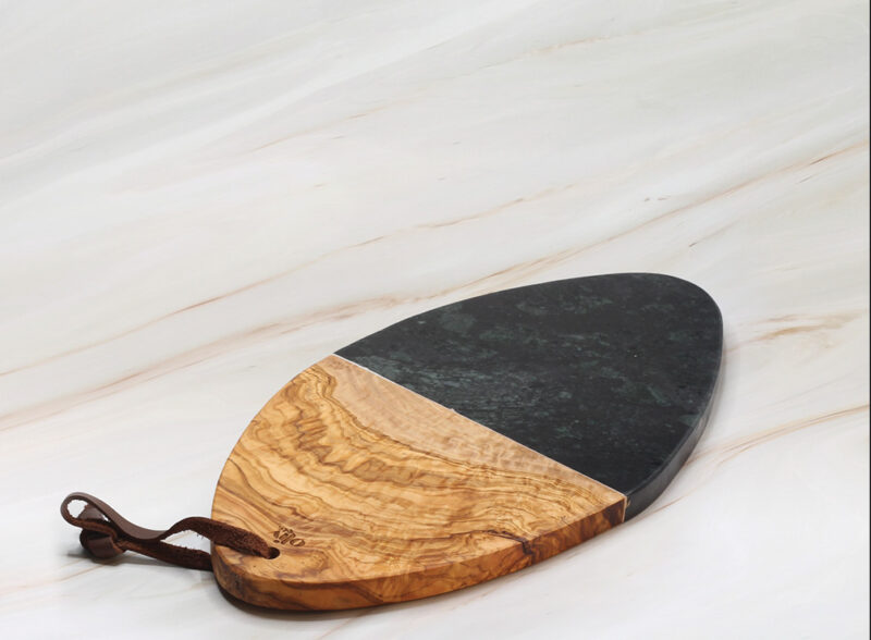 Home 14 verde marble & olive wood board