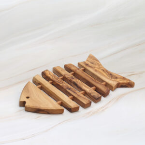 olive wood fish trivet handcrafted from natural olive wood