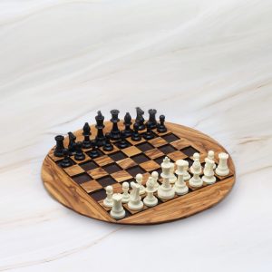 Round Chess Set with Embossed Squares