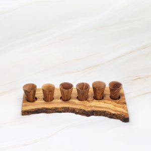 Olive Wood Rustic Tray Set
