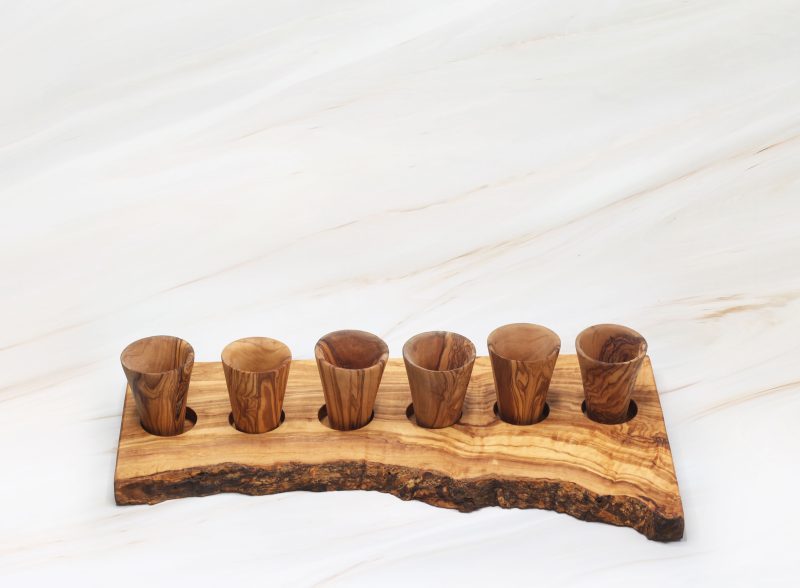 Olive Wood Rustic Tray Set