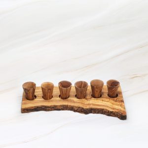 Olive Wood Rustic Tray Set