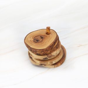 Olive Wood Coaster Set