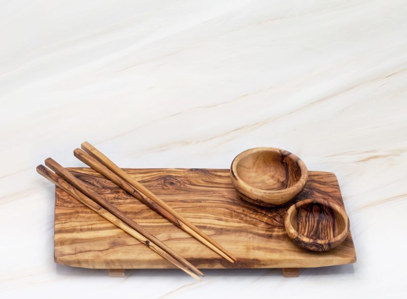 Olive Wood Sushi Serving Set