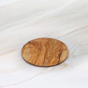 Round Olive Wood Serving Plate with Edge handcrafted in Lebanon
